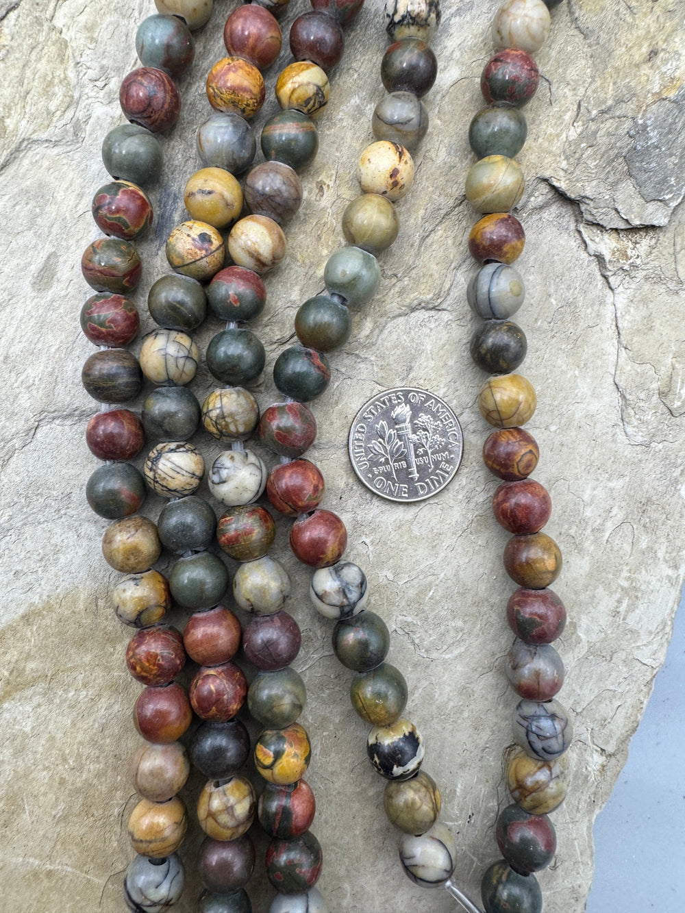 Red Creek Jasper 8mm Lange Hole Beads 8 inch Strands - Red