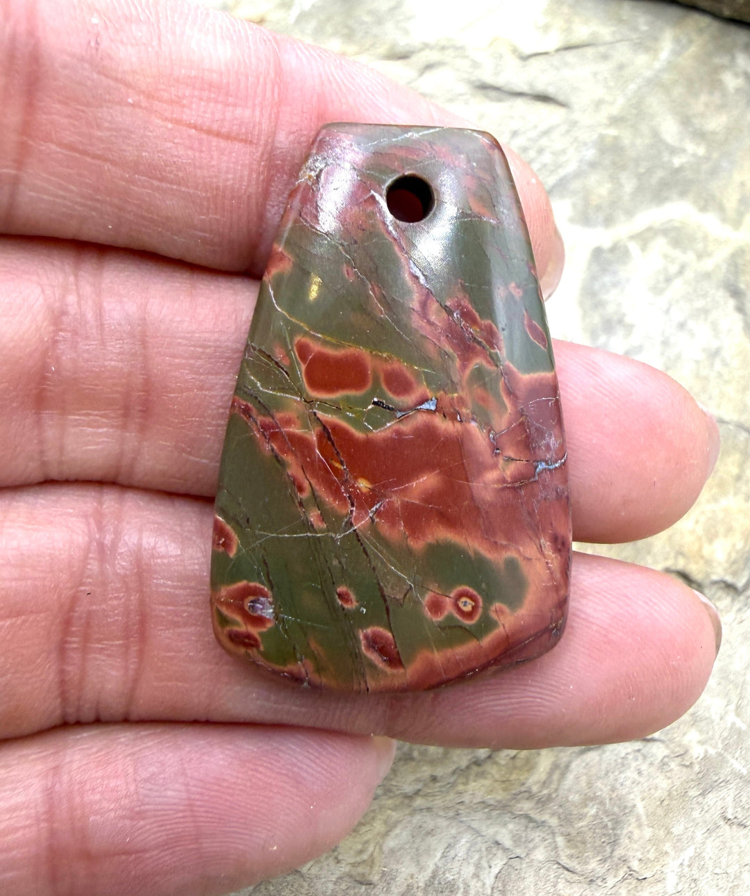 Red Creek Jasper Focal Pendant Bead (Large Hole) 24x37mm