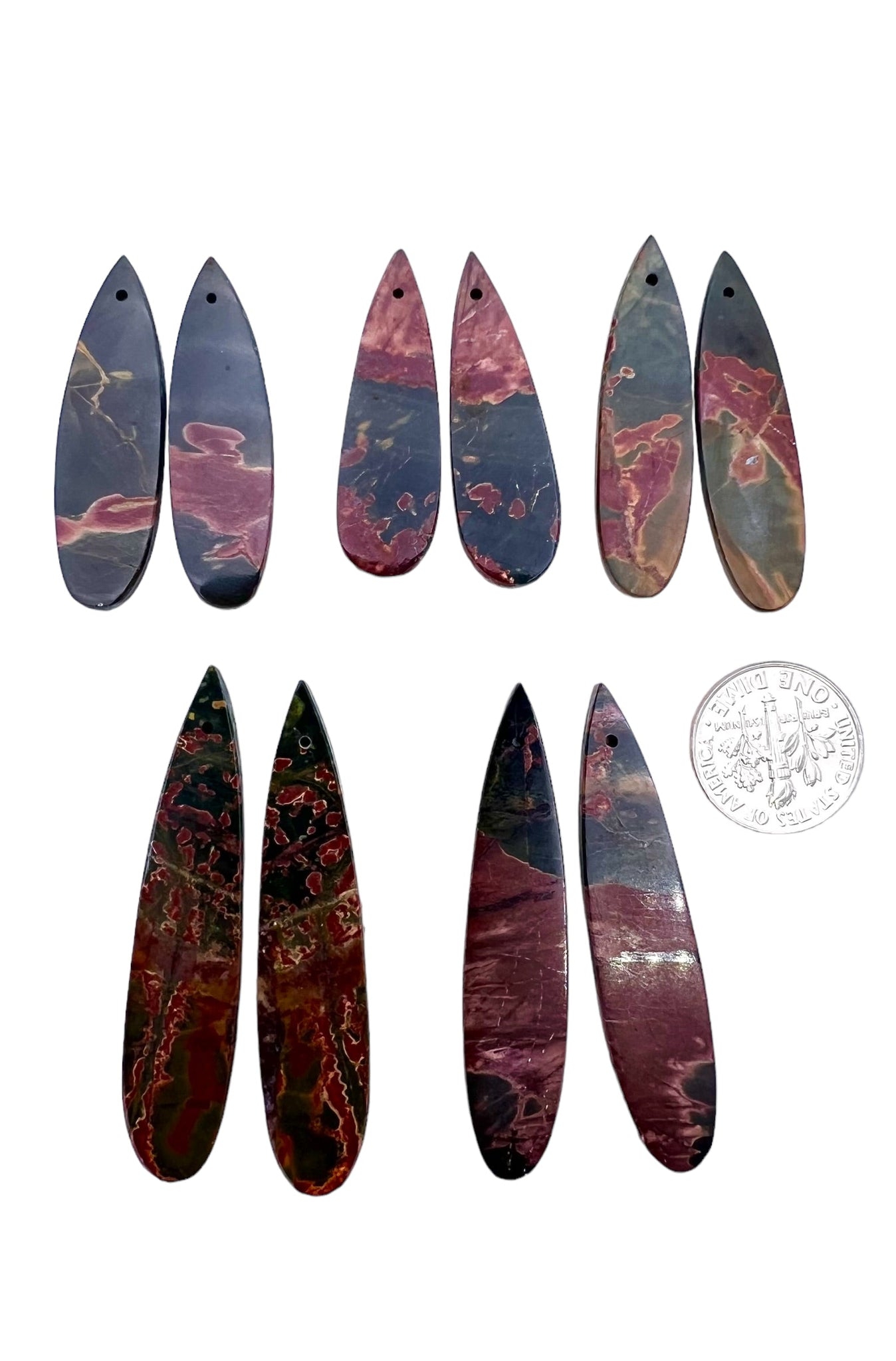 Red Creek Jasper Matching Earring Slab Teardrop Shaped Bead
