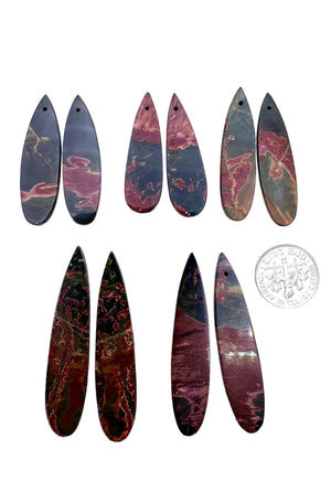 Red Creek Jasper Matching Earring Slab Teardrop Shaped Bead