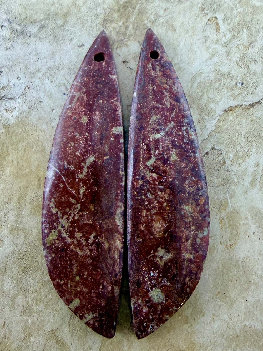 Red Jasperilla (Arizona) Matching Earring Slab Bead Pair