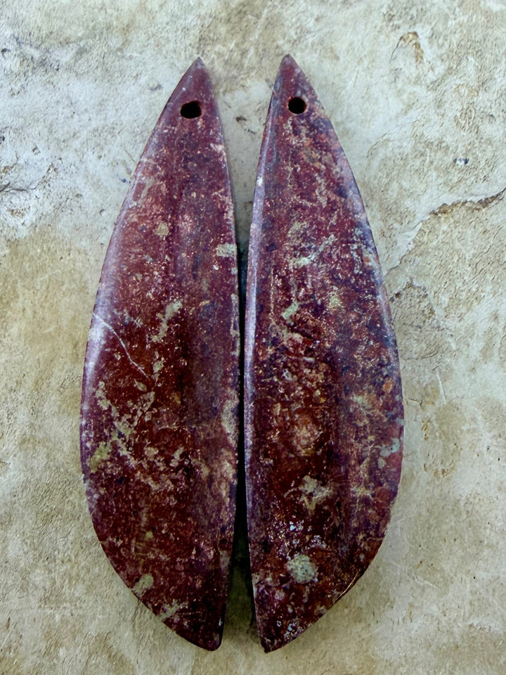Red Jasperilla (Arizona) Matching Earring Slab Bead Pair