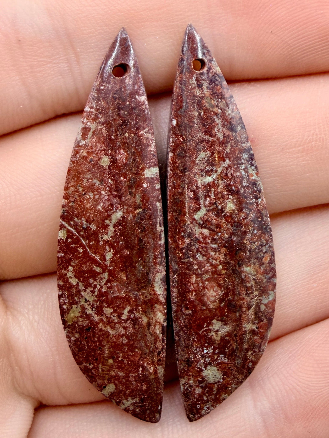 Red Jasperilla (Arizona) Matching Earring Slab Bead Pair