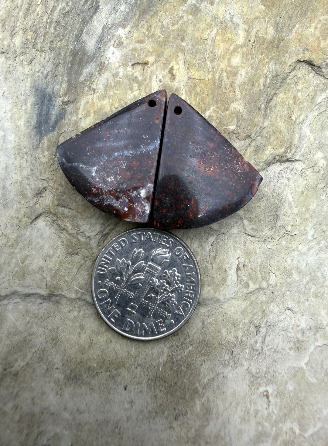Red Jasperilla (Arizona) Matching Earring Slab Bead Pair