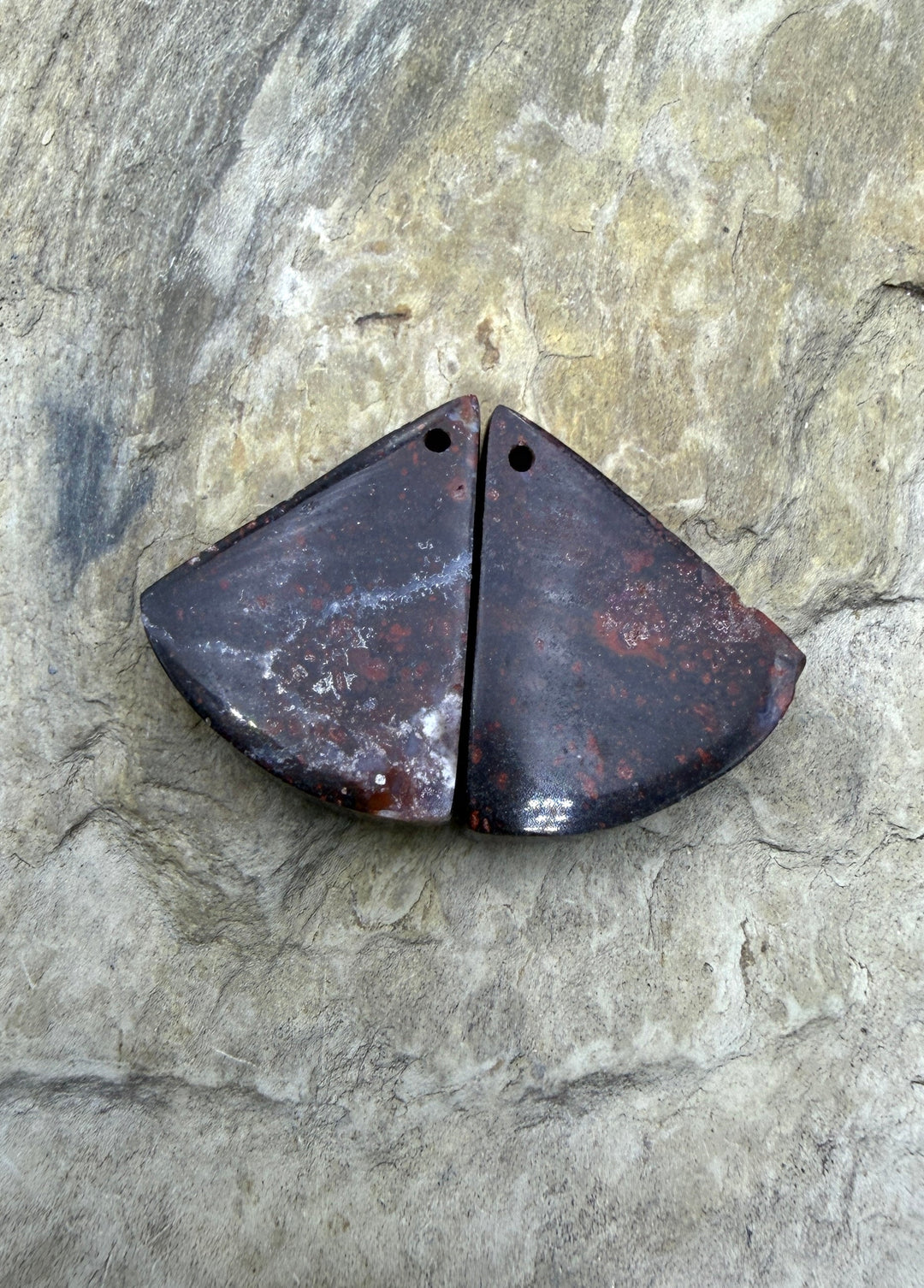 Red Jasperilla (Arizona) Matching Earring Slab Bead Pair