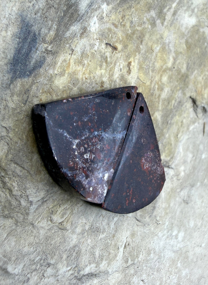 Red Jasperilla (Arizona) Matching Earring Slab Bead Pair