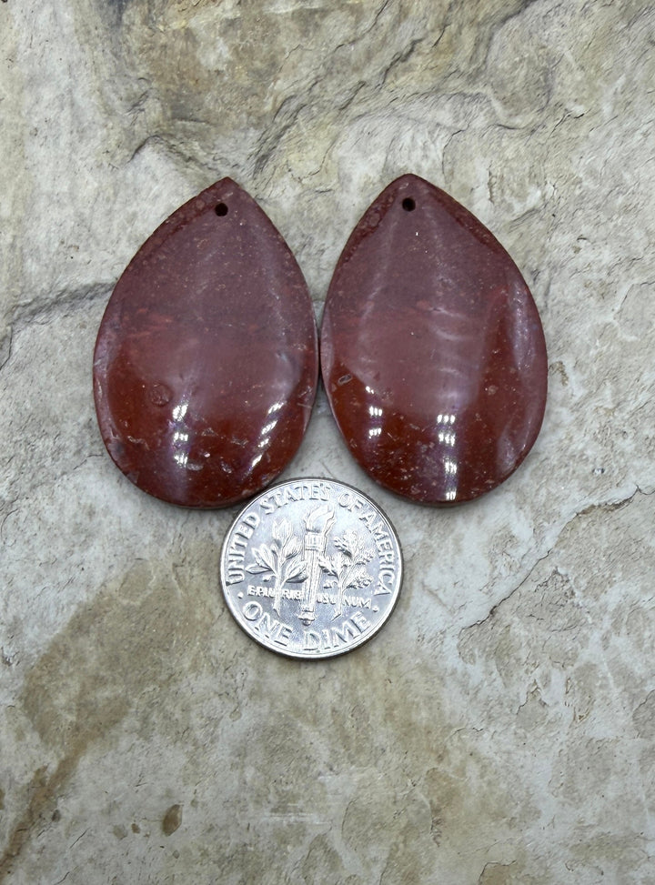 Red Jasperilla (Arizona) Matching Earring Slab Bead Pair