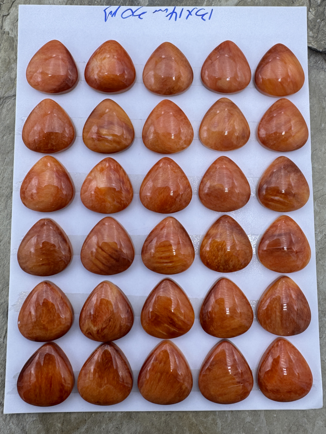 Red/Rust Spiny Oyster 13x14mm Teardrop Shaped Cabochons