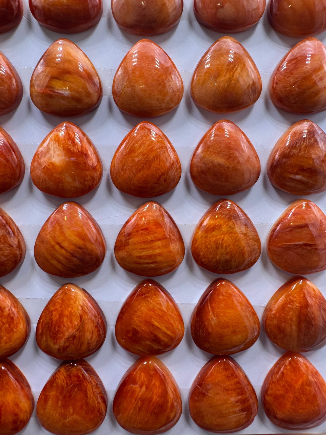 Red/Rust Spiny Oyster 13x14mm Teardrop Shaped Cabochons