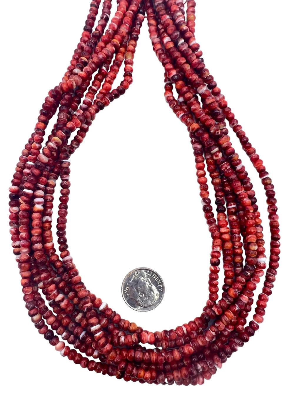 Red/Rust Spiny Oyster 4mm Rondelle Beads (16 Inch Strand)