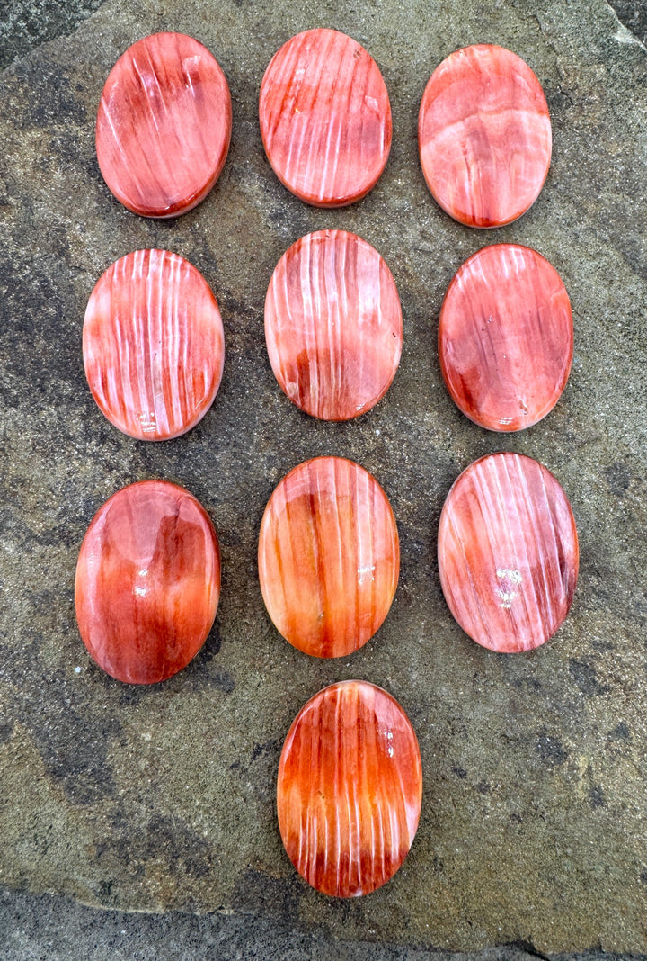 Red/Rust Spiny Oyster Oval Focal Bead 25x35mm Side Drilled