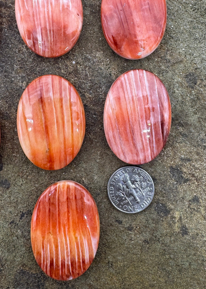 Red/Rust Spiny Oyster Oval Focal Bead 25x35mm Side Drilled