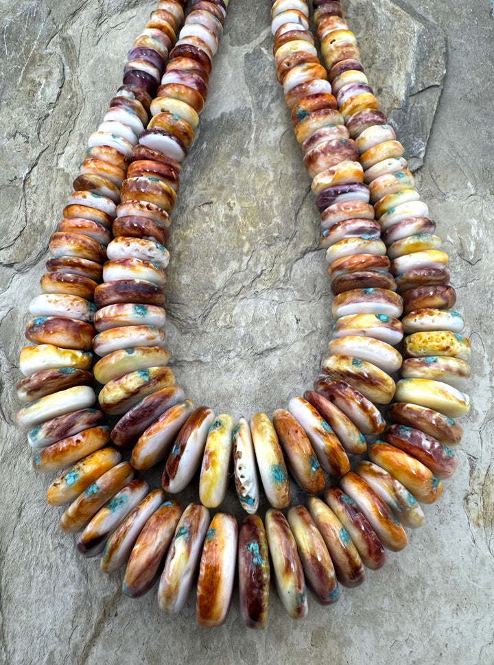 Red/Rust with Yellow Spiny Oyster with Turquoise Inlay