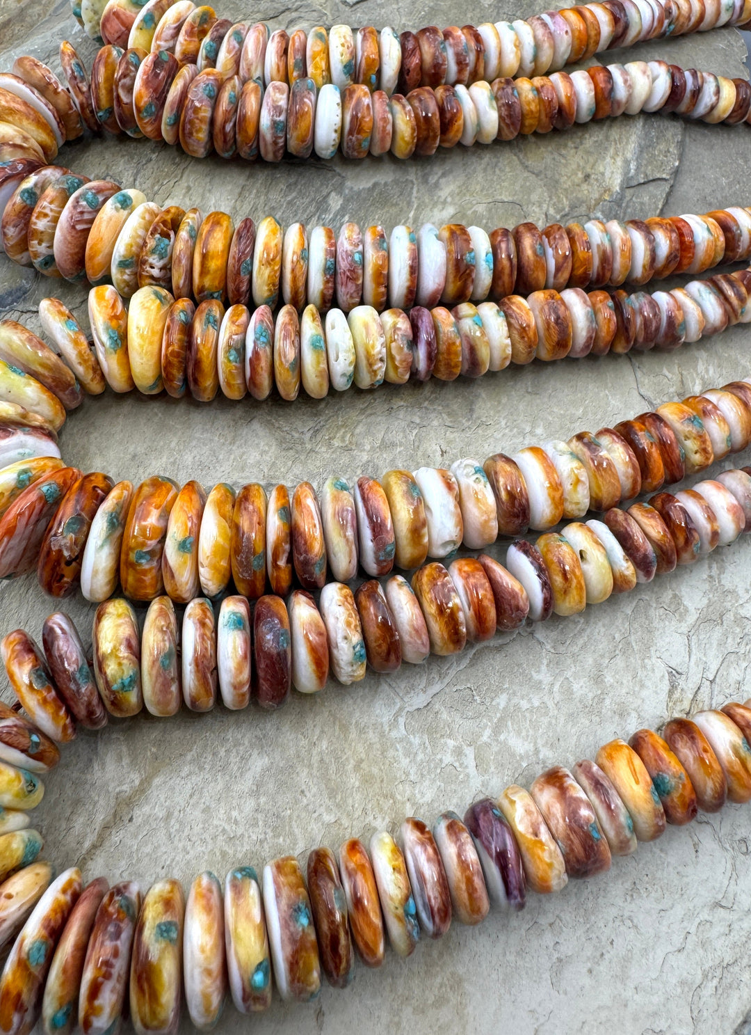 Red/Rust with Yellow Spiny Oyster with Turquoise Inlay