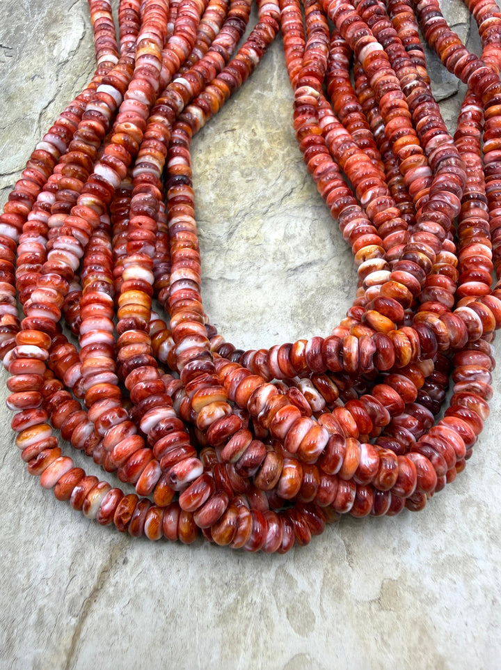 Red Spiny Oyster 6mm Button Beads One 16 Inch Strand