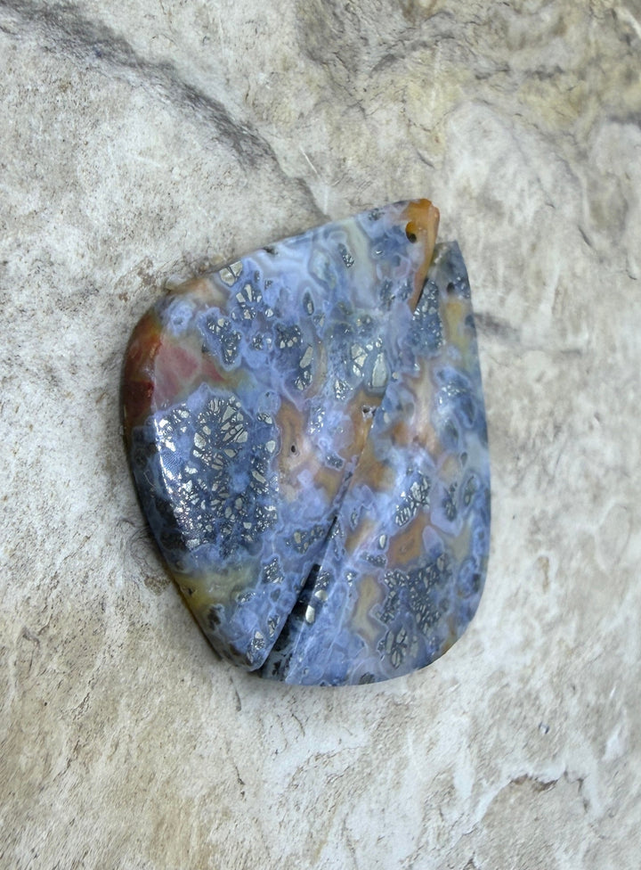 Red/Yellow Macasite Pyrite Matching Earring Slab Bead Pair
