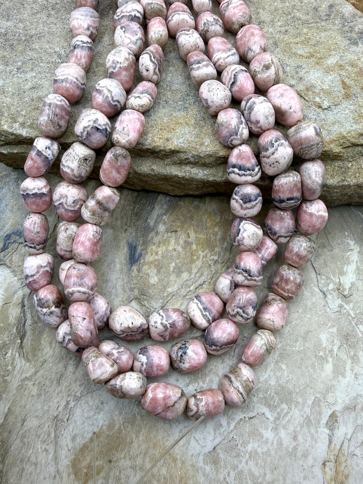 Rhodochrosite Nugget Beads 10x12-12x14mm 15.5 Inch