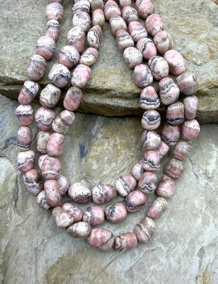 Rhodochrosite Nugget Beads 10x12-12x14mm 15.5 Inch