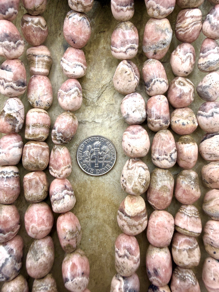 Rhodochrosite Nugget Beads 10x12-12x14mm 15.5 Inch