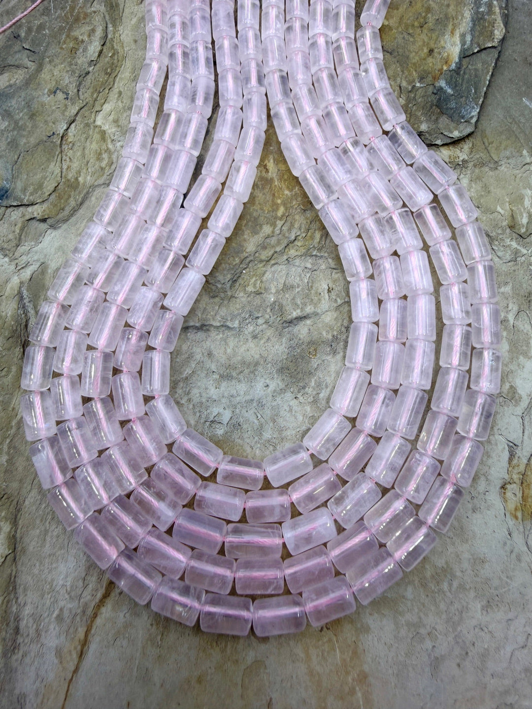Rose Quartz 6x10mm Tube Beads 15 inch strand/38 Beads