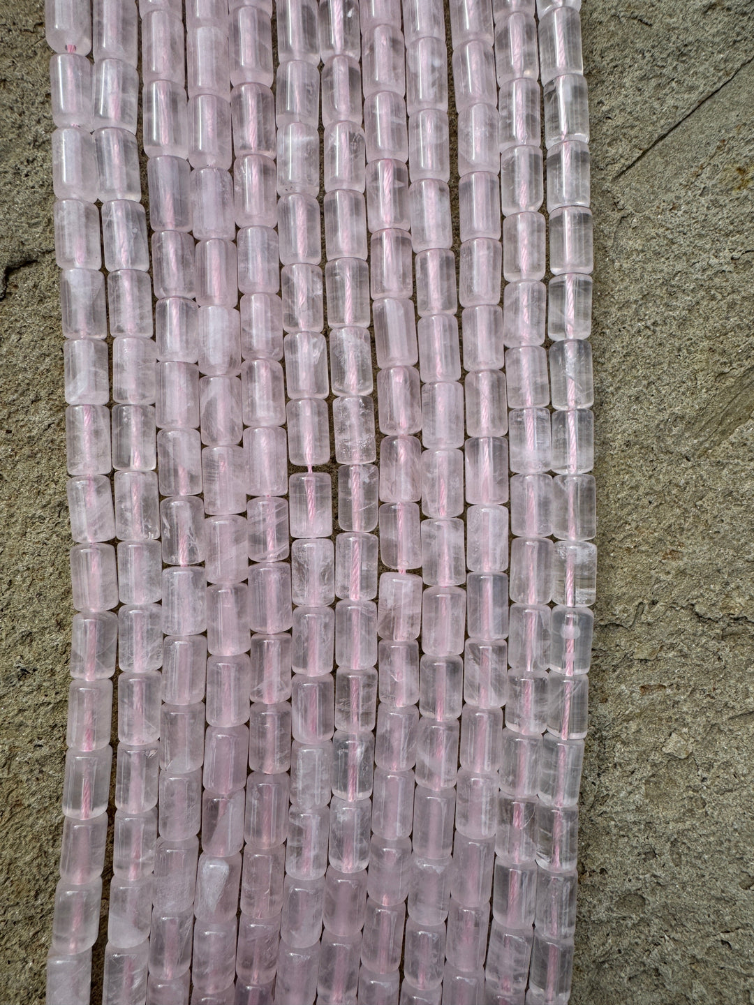 Rose Quartz 6x9mm Tube Bead Strand 16 inch Strand - Smokey