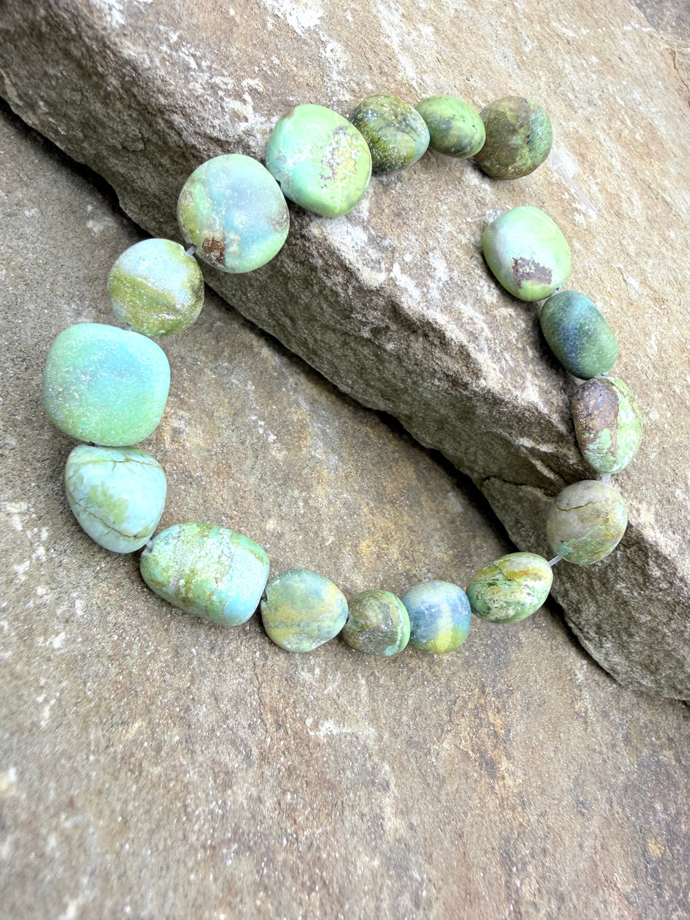 Royston Turquoise (Nevada) Flat Nugget Beads 8-12mm 8 Inch