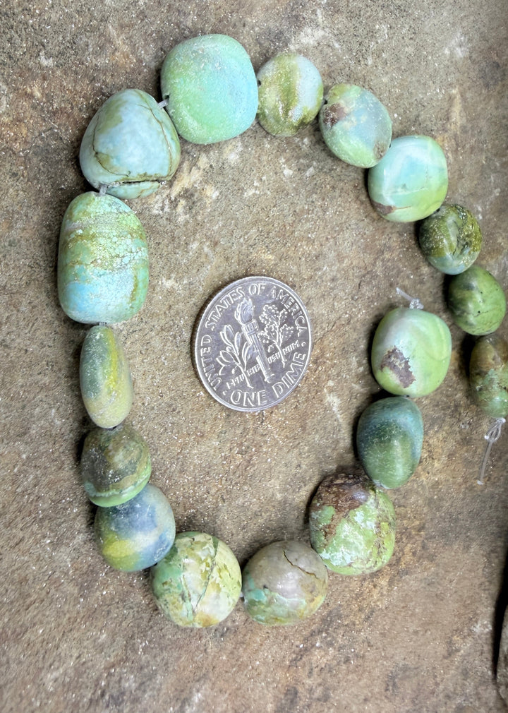 Royston Turquoise (Nevada) Flat Nugget Beads 8-12mm 8 Inch