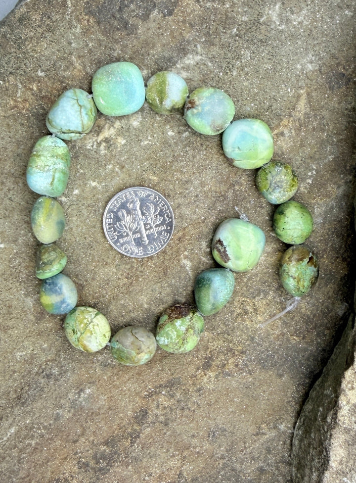 Royston Turquoise (Nevada) Flat Nugget Beads 8-12mm 8 Inch