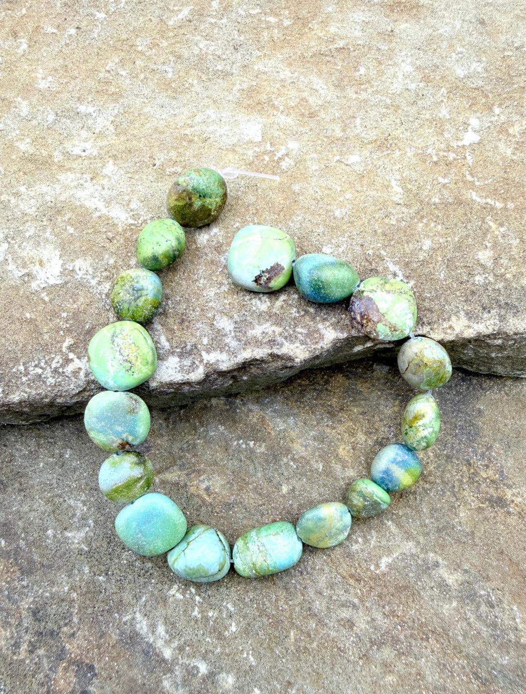 Royston Turquoise (Nevada) Flat Nugget Beads 8-12mm 8 Inch