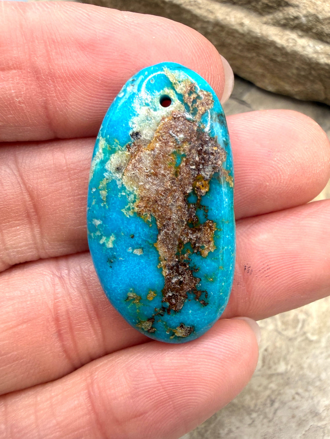 Royston Turquoise (Nevada) Focal Pendant Bead 18x35mm