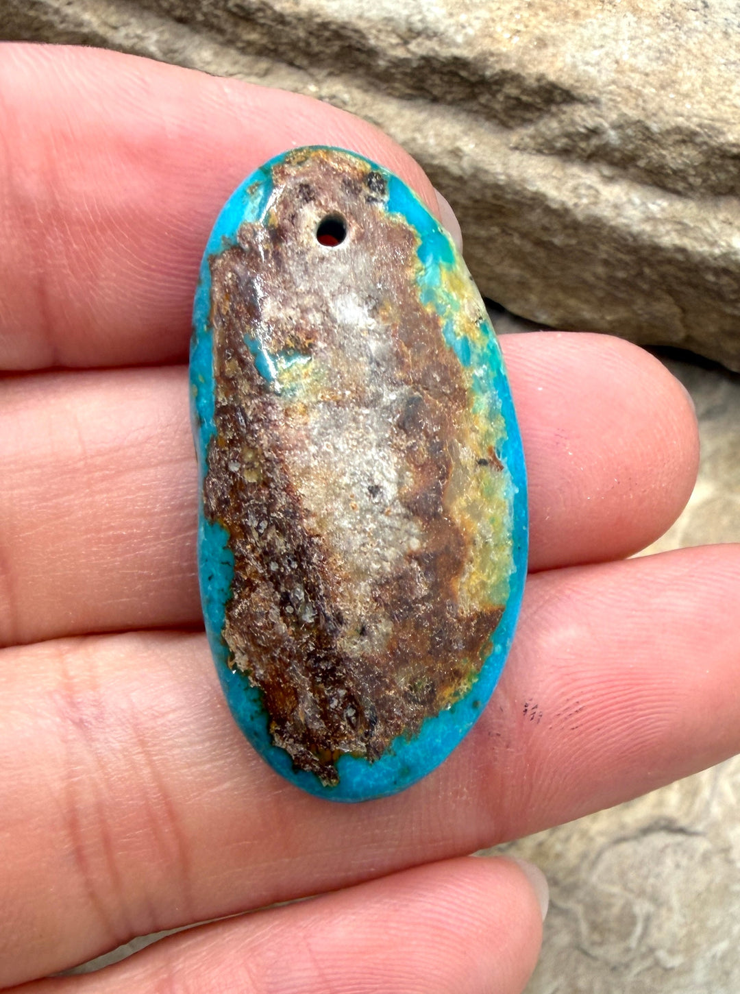 Royston Turquoise (Nevada) Focal Pendant Bead 18x35mm