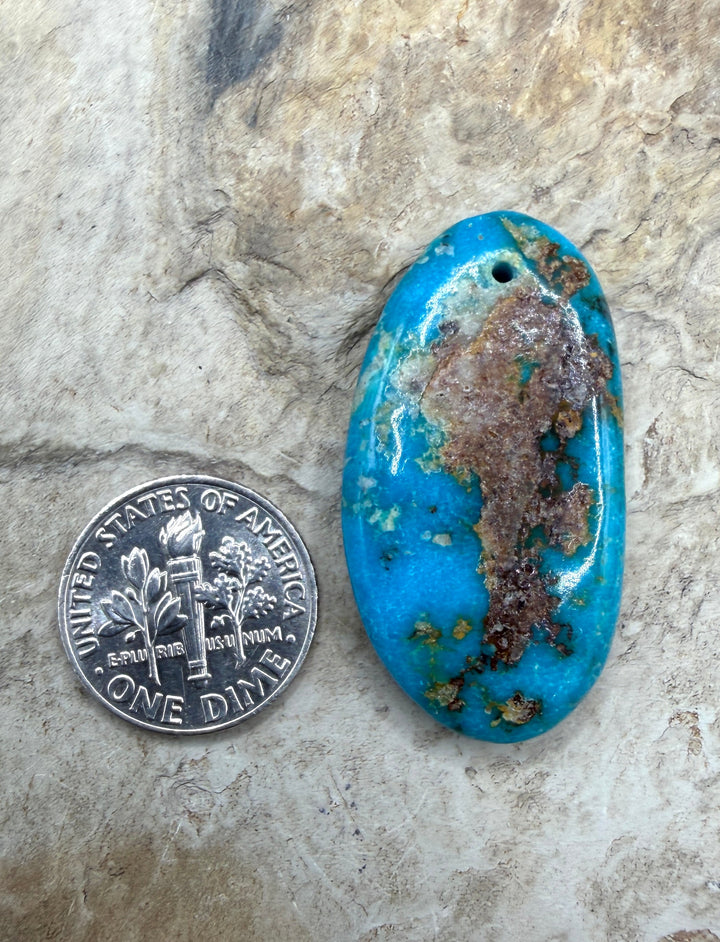 Royston Turquoise (Nevada) Focal Pendant Bead 18x35mm