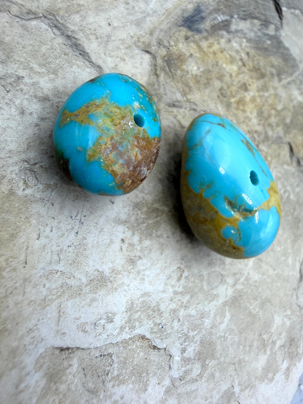 Royston Turquoise (Nevada) Lot of 2 (Large Hole) Beads