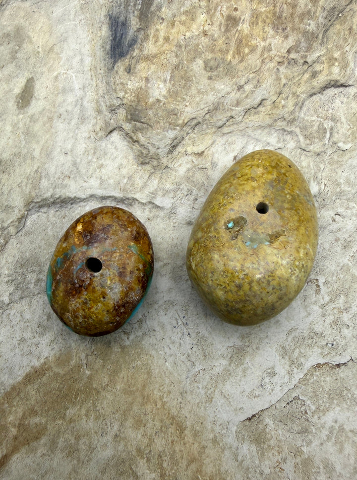 Royston Turquoise (Nevada) Lot of 2 (Large Hole) Beads