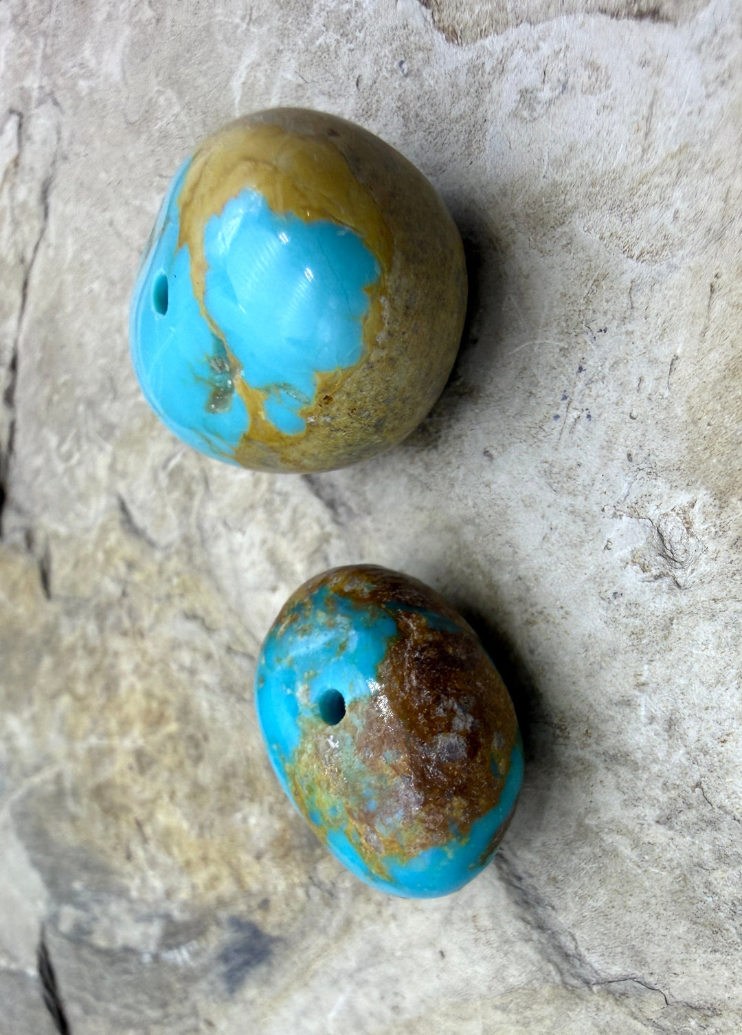 Royston Turquoise (Nevada) Lot of 2 (Large Hole) Beads