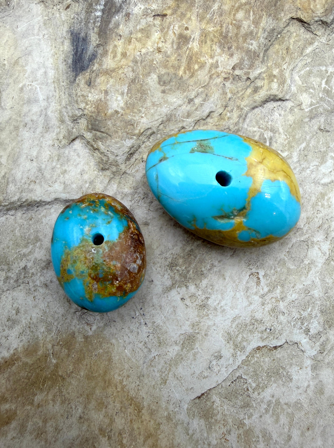Royston Turquoise (Nevada) Lot of 2 (Large Hole) Beads