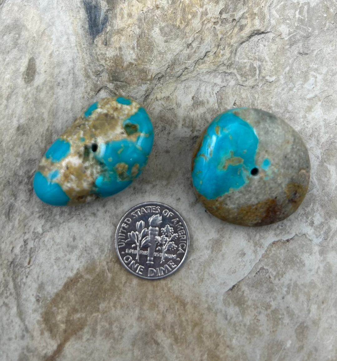 Royston Turquoise (Nevada) Lot of 2 (Large Hole) Beads