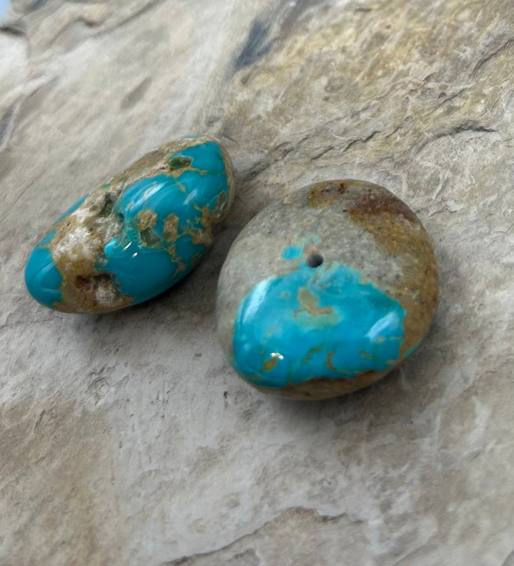 Royston Turquoise (Nevada) Lot of 2 (Large Hole) Beads