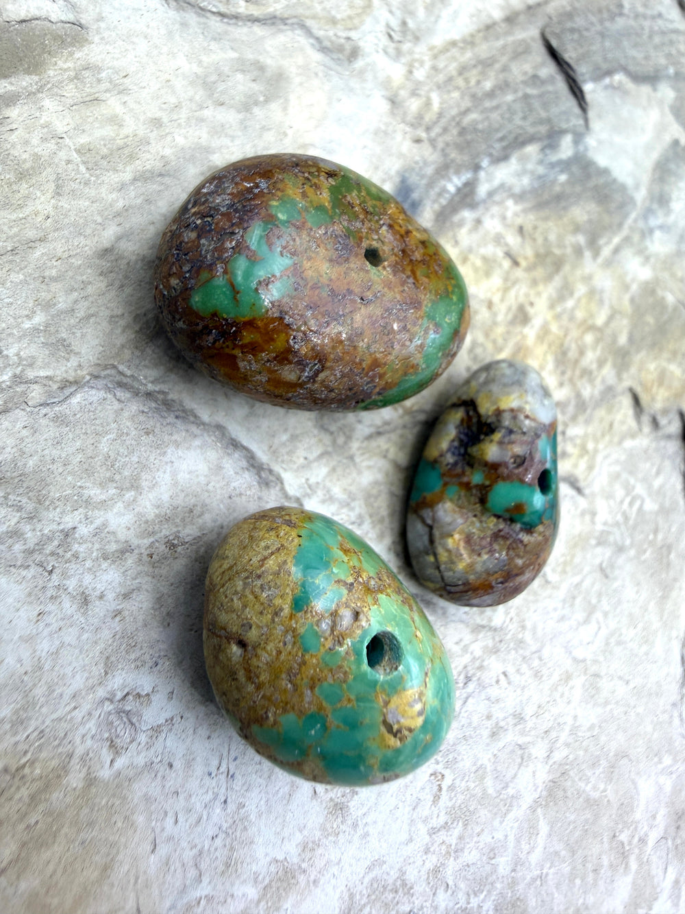 Royston Turquoise (Nevada) Lot of 3 BIG (Large Hole) Beads