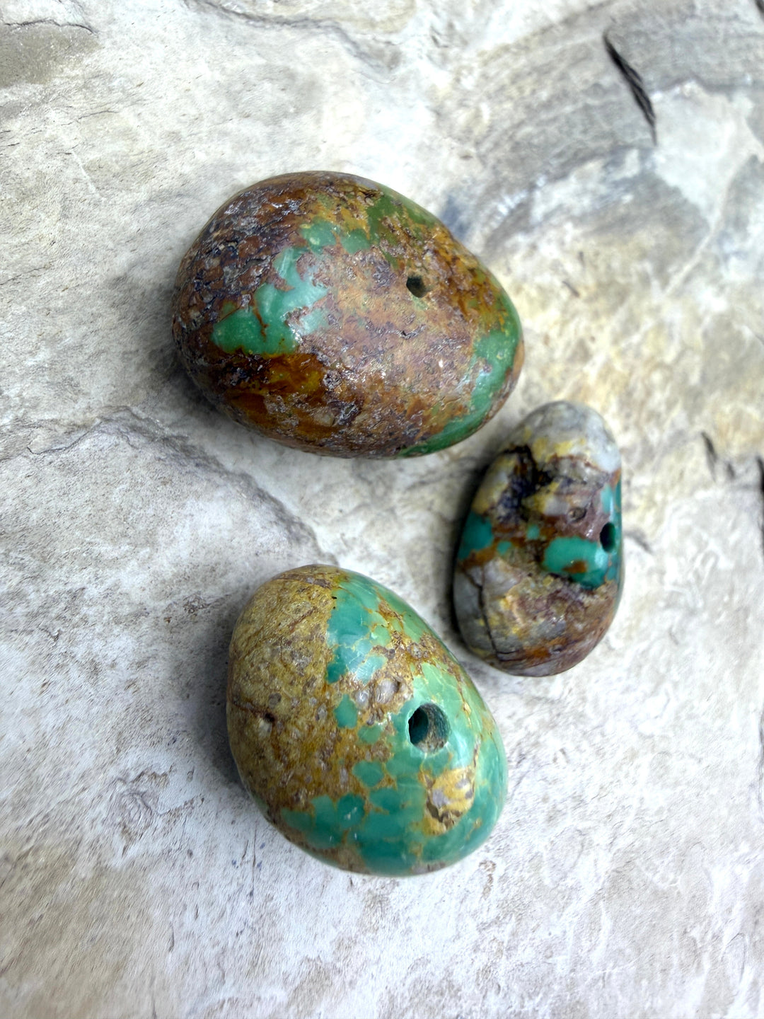 Royston Turquoise (Nevada) Lot of 3 BIG (Large Hole) Beads