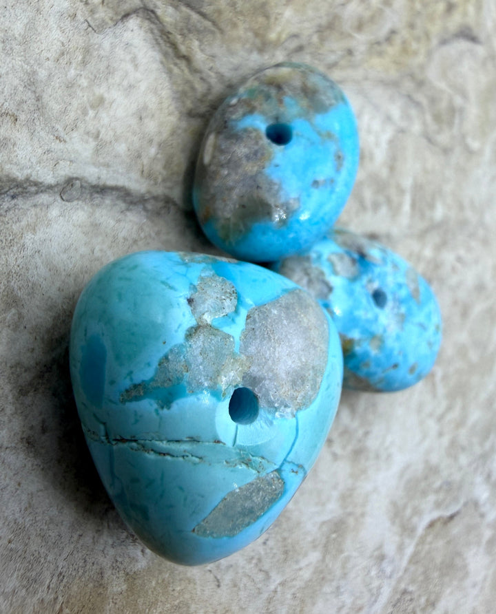 Royston Turquoise (Nevada) Lot of 3 (Large Hole) Beads
