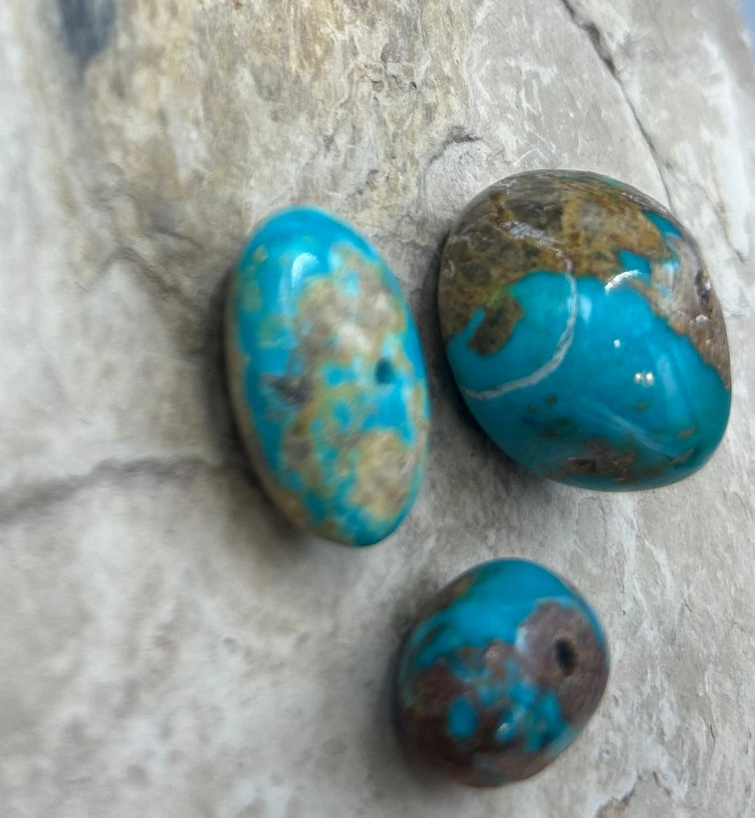 Royston Turquoise (Nevada) Lot of 3 (Large Hole) Beads