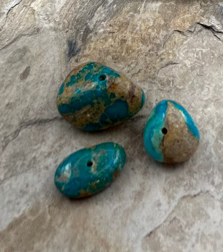 Royston Turquoise (Nevada) Lot of 3 (Large Hole) Beads
