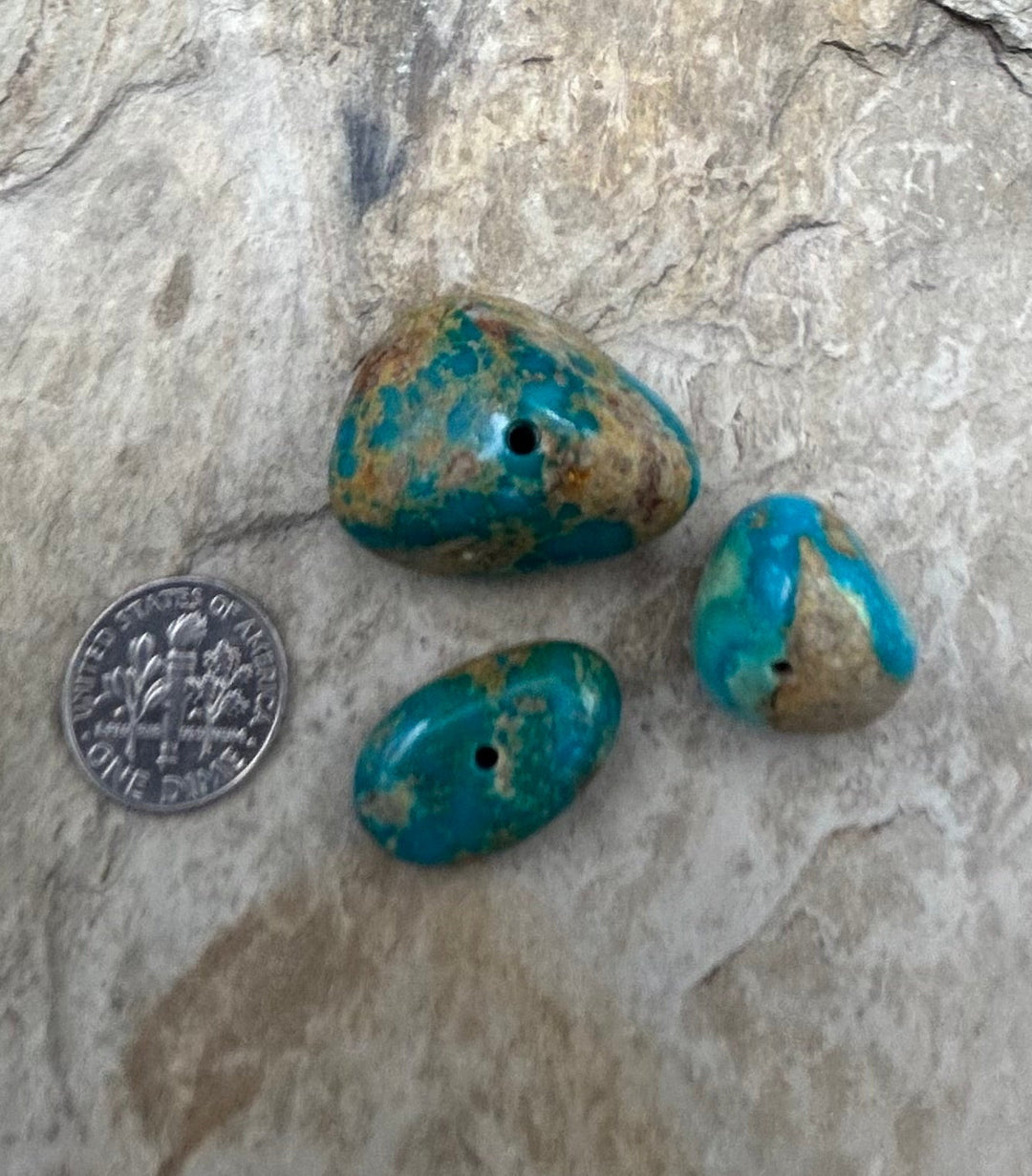 Royston Turquoise (Nevada) Lot of 3 (Large Hole) Beads