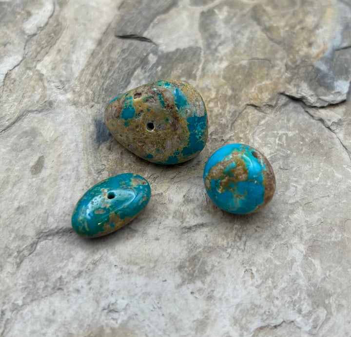 Royston Turquoise (Nevada) Lot of 3 (Large Hole) Beads