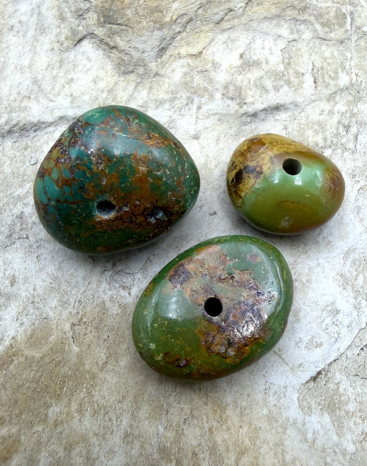 Royston Turquoise (Nevada) Lot of 3 (Large Hole) Beads