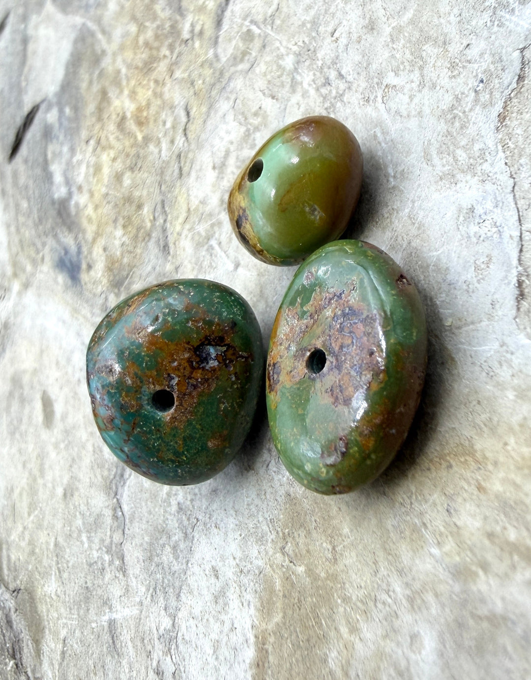 Royston Turquoise (Nevada) Lot of 3 (Large Hole) Beads