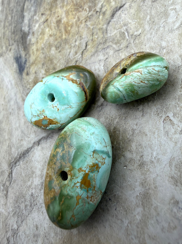 Royston Turquoise (Nevada) Lot of 3 (Large Hole) Beads