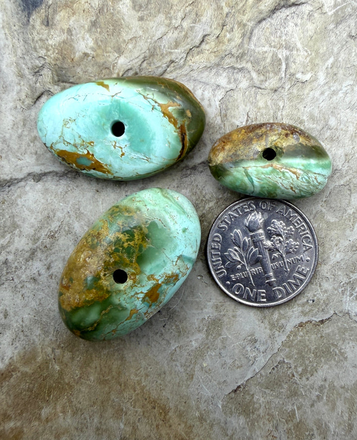 Royston Turquoise (Nevada) Lot of 3 (Large Hole) Beads