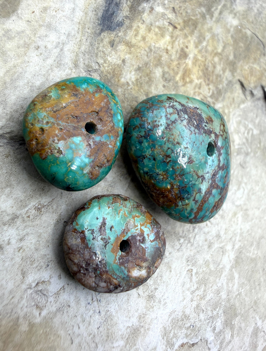 Royston Turquoise (Nevada) Lot of 3 (Large Hole) Beads